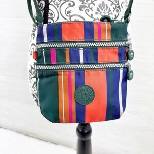Kipling Alvar Rainbow Striped Nylon Crossbody Purse